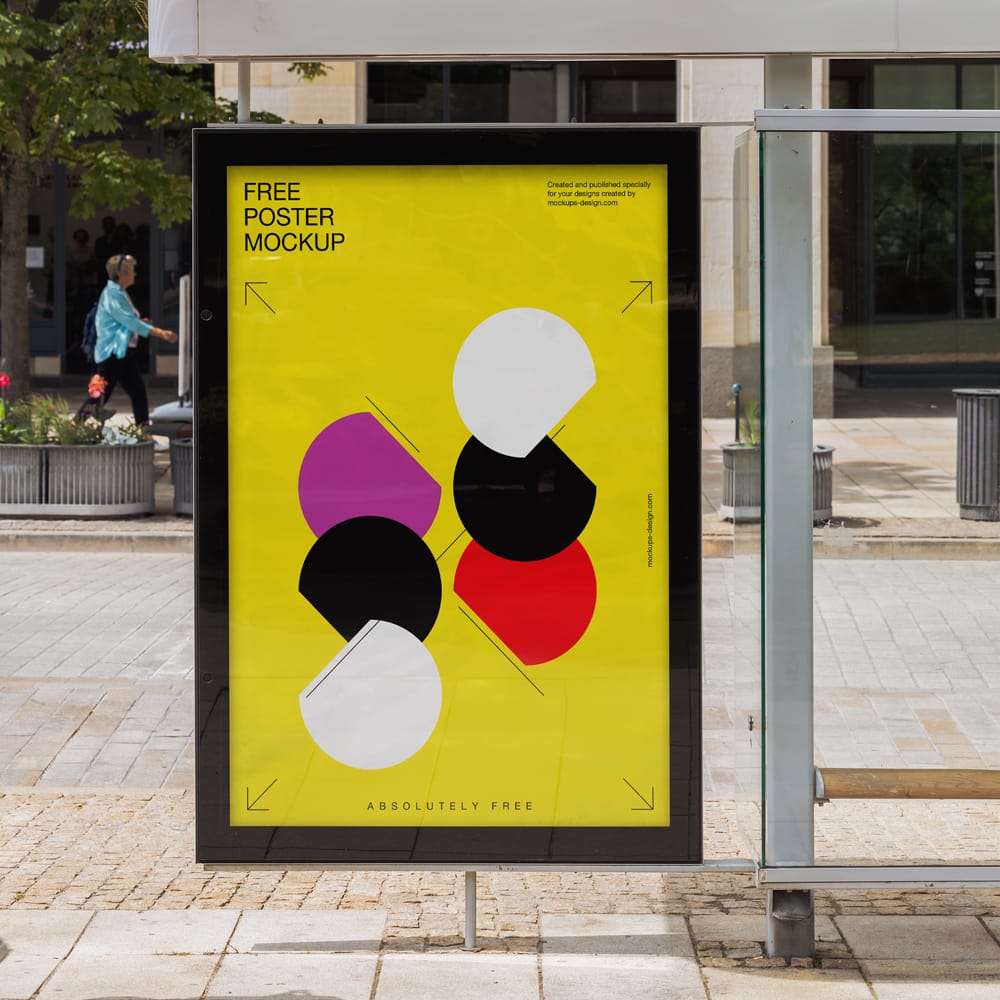 Free Bus Stop Citylight Poster Mockup PSD