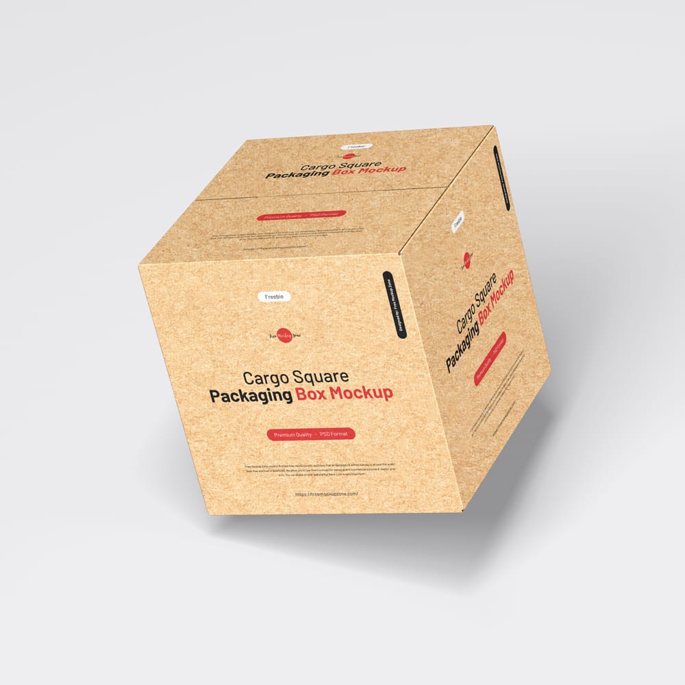 Free Cargo Square Packaging Box Mockup PSD