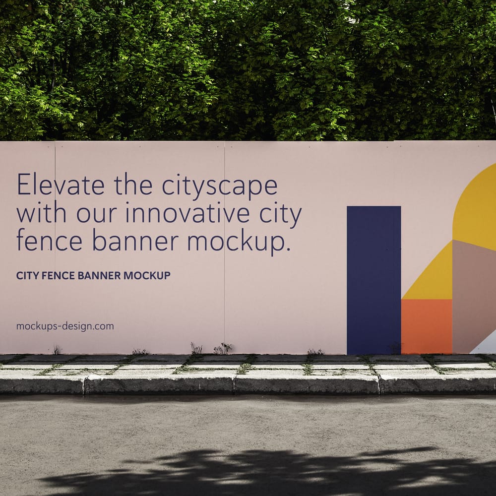 Free City Fence Banner Mockup PSD