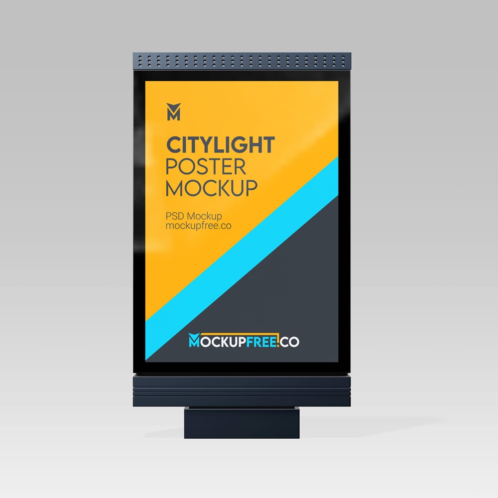 Free Citylight Poster in 4k Mockup PSD