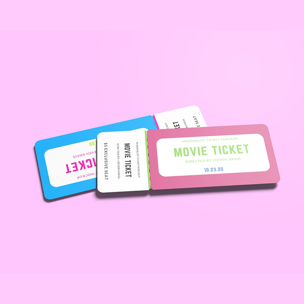 Free Clean Ticket Mockup PSD