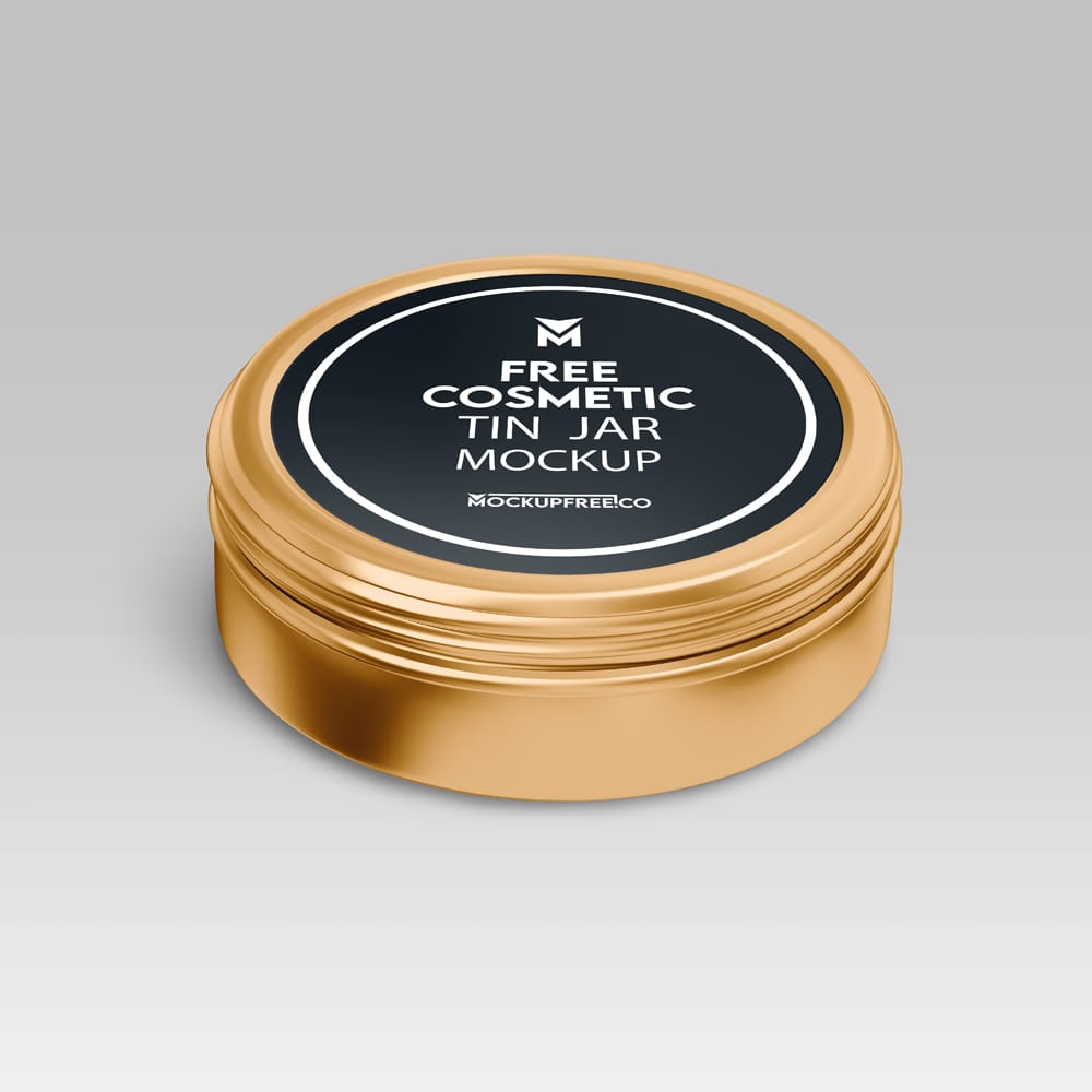 Free Cosmetic Tin Jar Mockup PSD