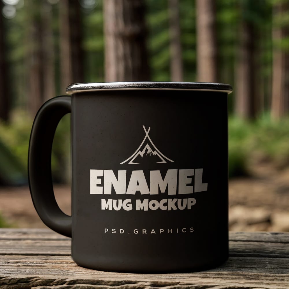 Free Enamel Camping Mug Branding Mockup PSD