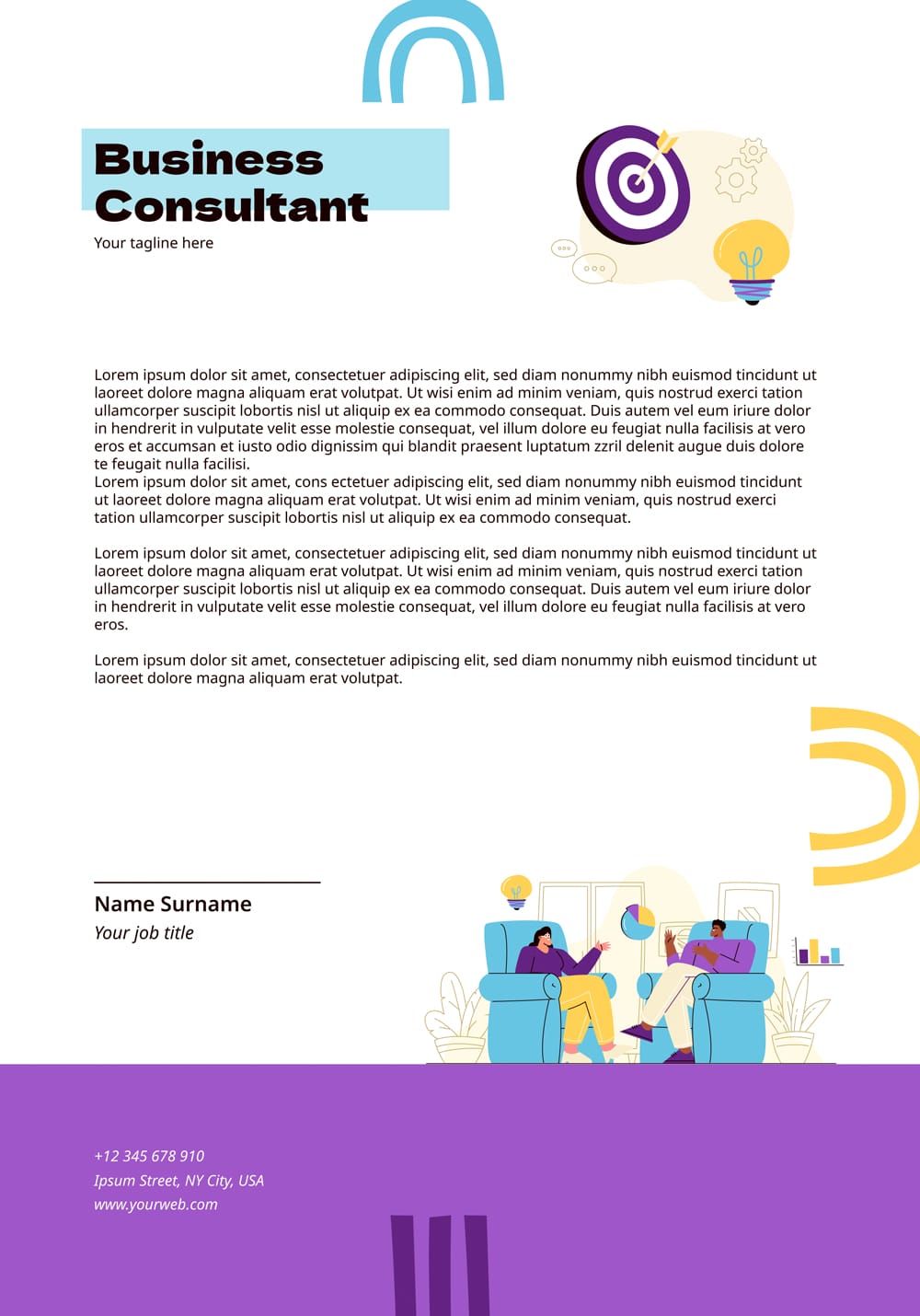 Free Flat Design Consultancy Letterhead Template