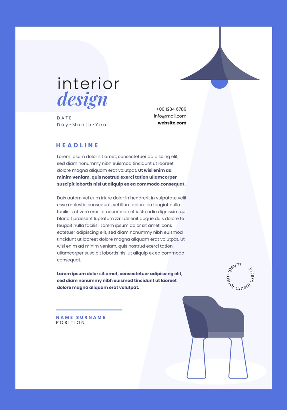 Free Flat Interior Design Company Letterhead Template