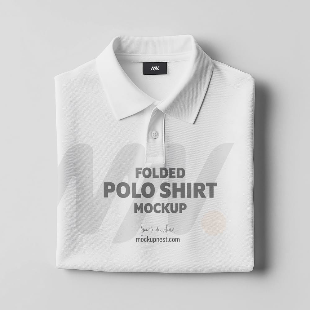 Free Folded Polo Shirt Mockup PSD