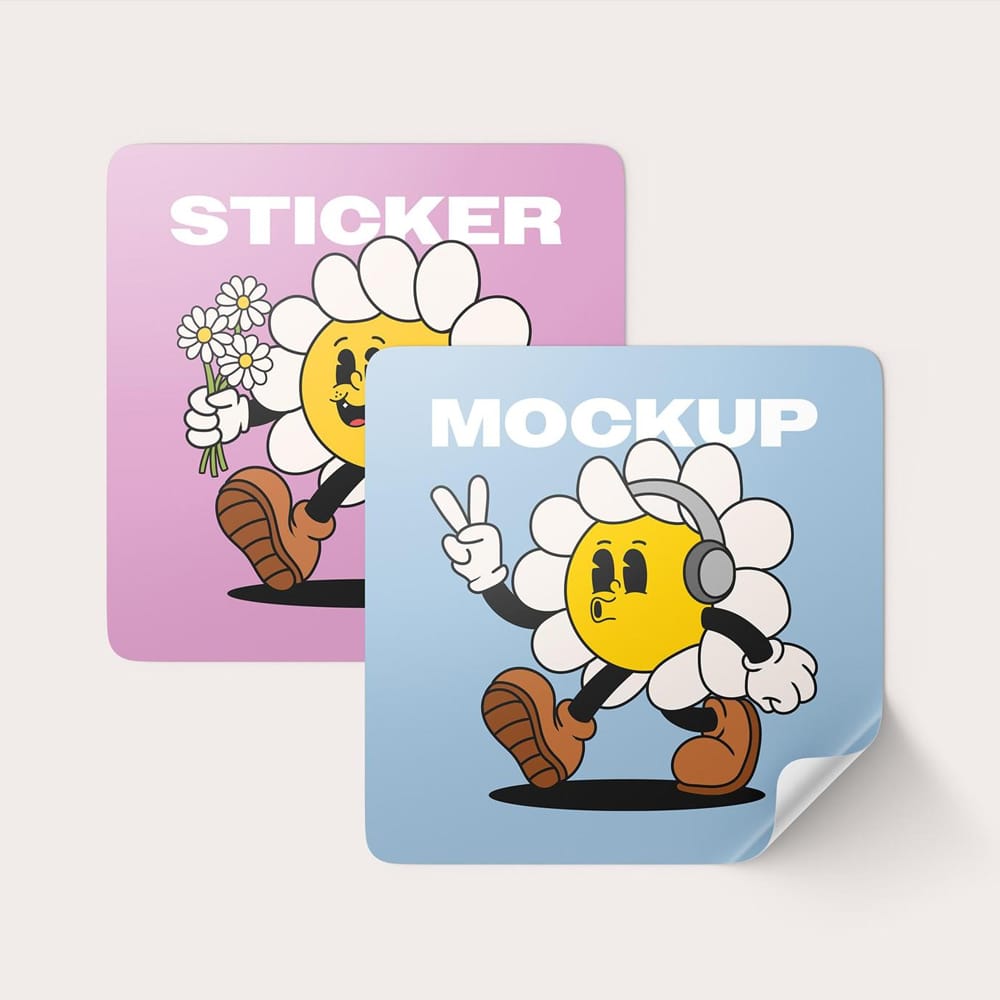 Free Glossy Stickers Mockup PSD