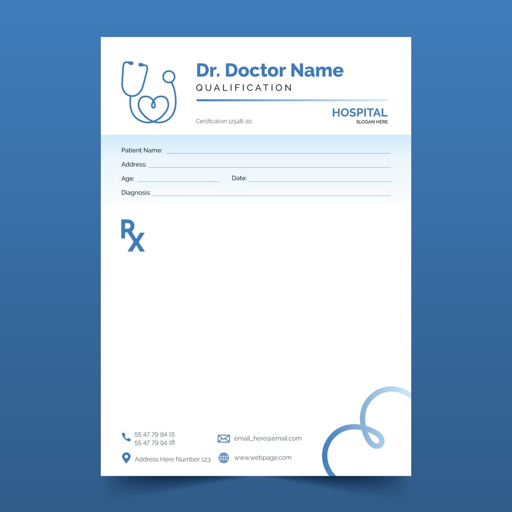 Free Gradient Doctor's Prescription Template