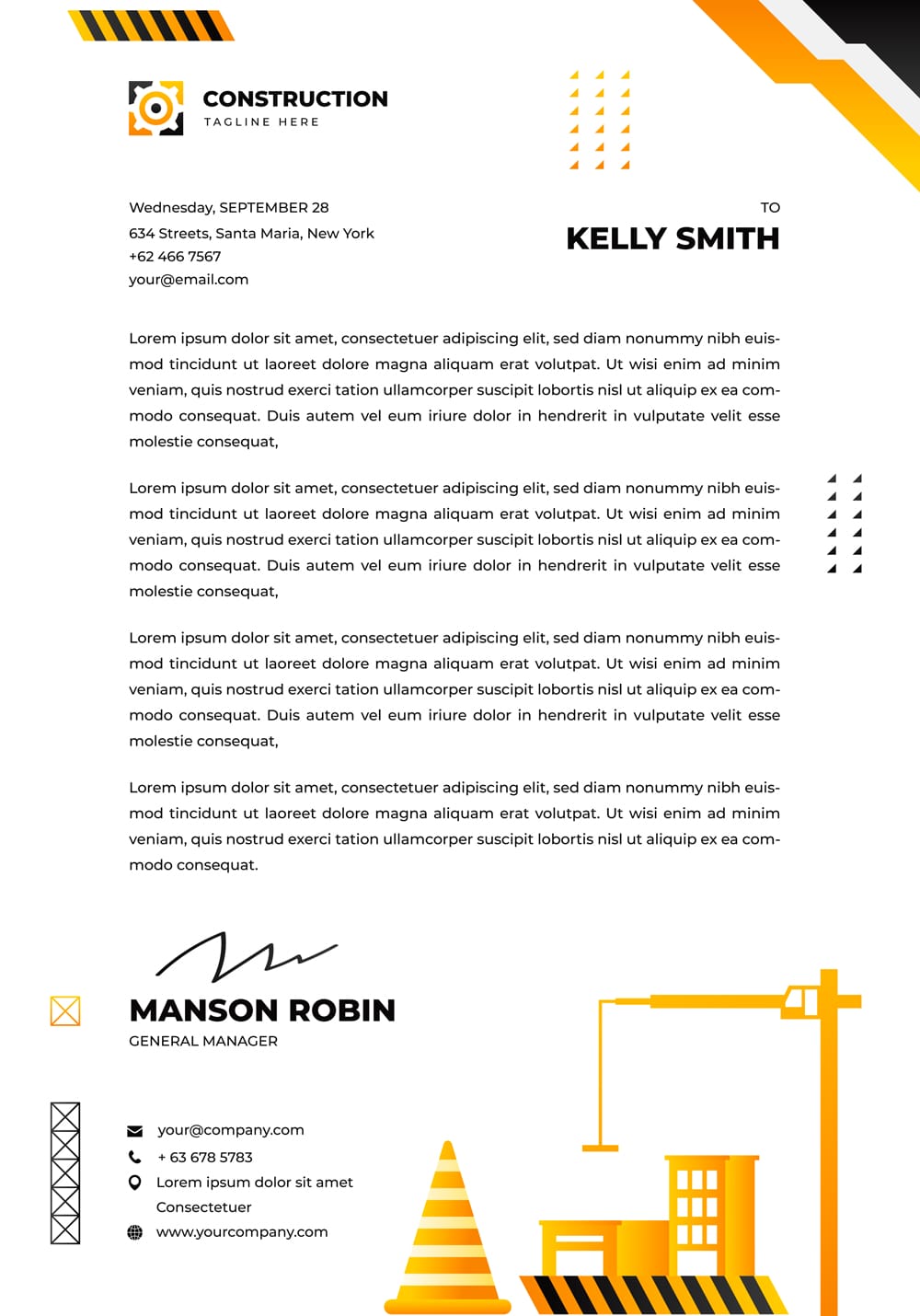 Free Gradient Construction Project Letterhead Template