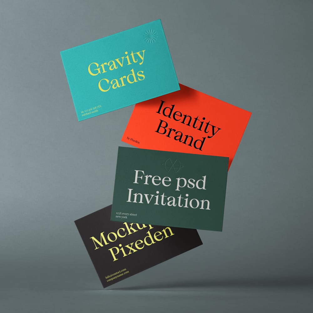 Free Gravity Identity Branding Mockup Set PSD