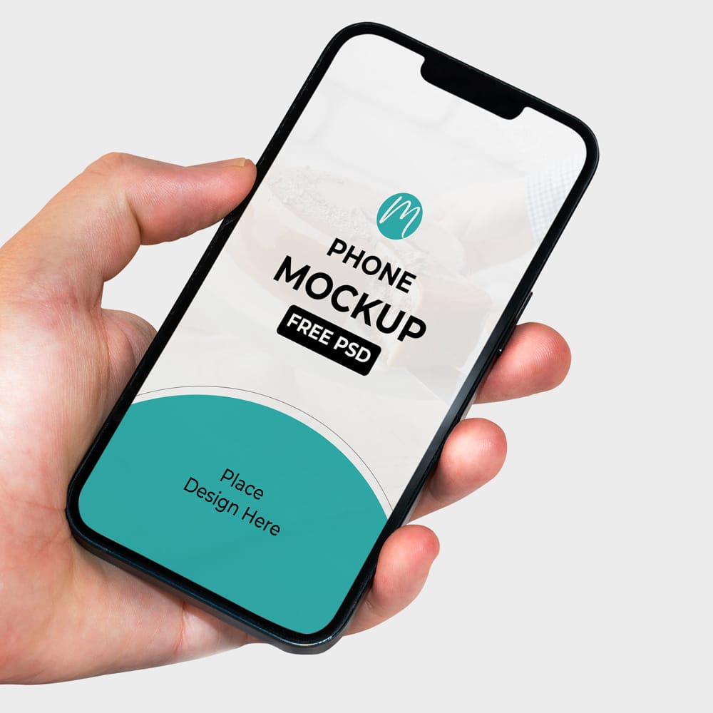 Free Hand Holding Mobile Mockup PSD