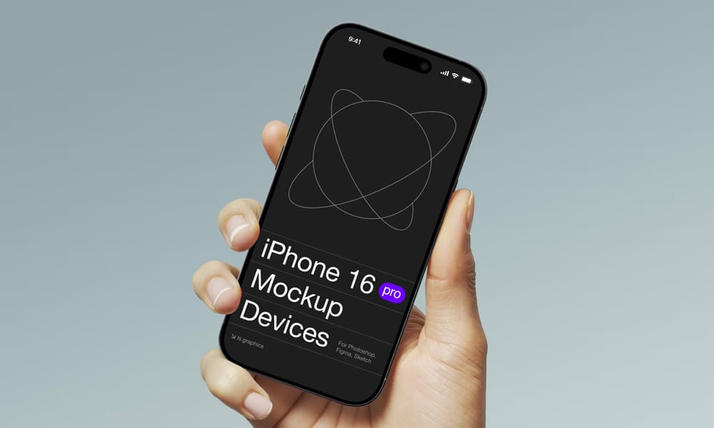 Free Hand Holding iPhone 16 Pro Mockup PSD