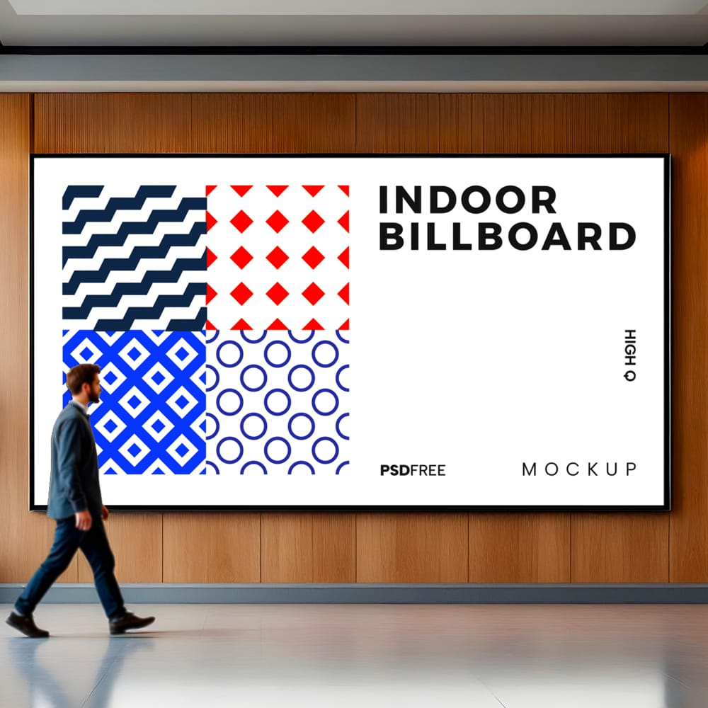 Free Indoor Billboard Mockup PSD