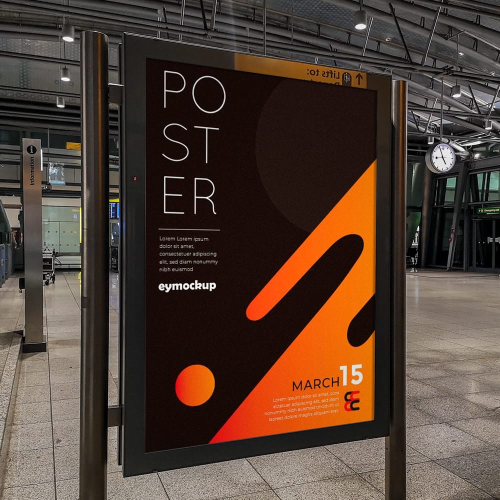 Free Metro Station Poster Signage Mockup PSD