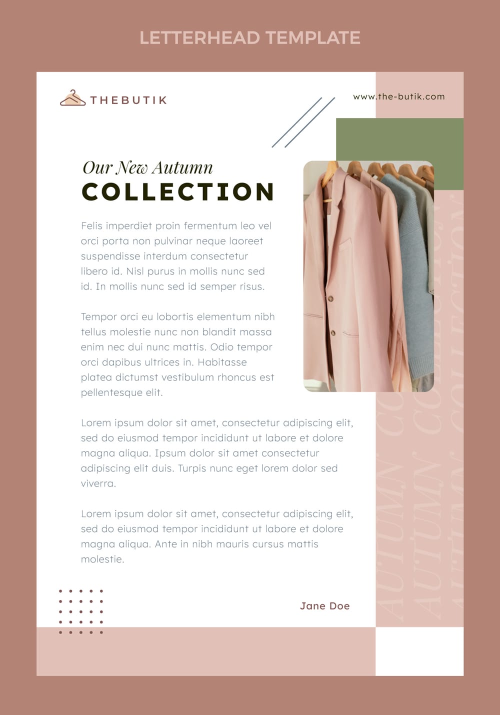 Free Minimal Clothing Boutique Letterhead Template