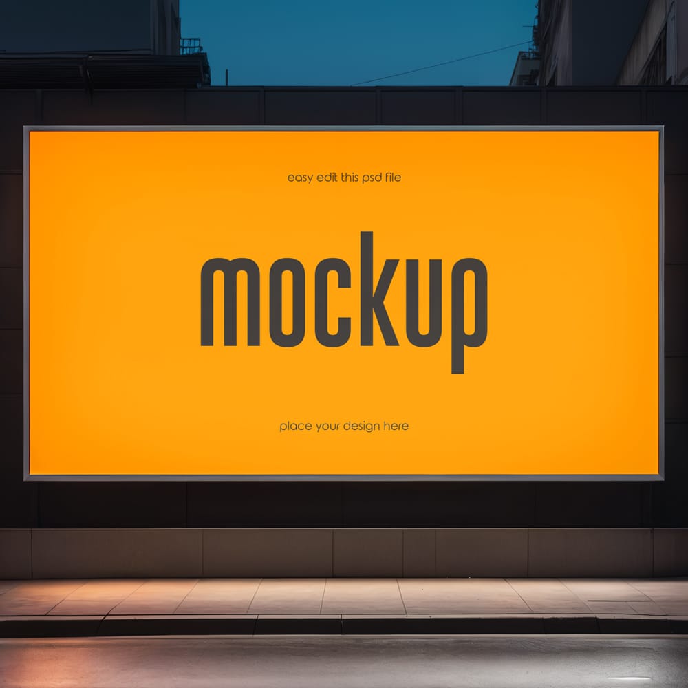 Free Night Scene Advertisement Billboard Mockup PSD