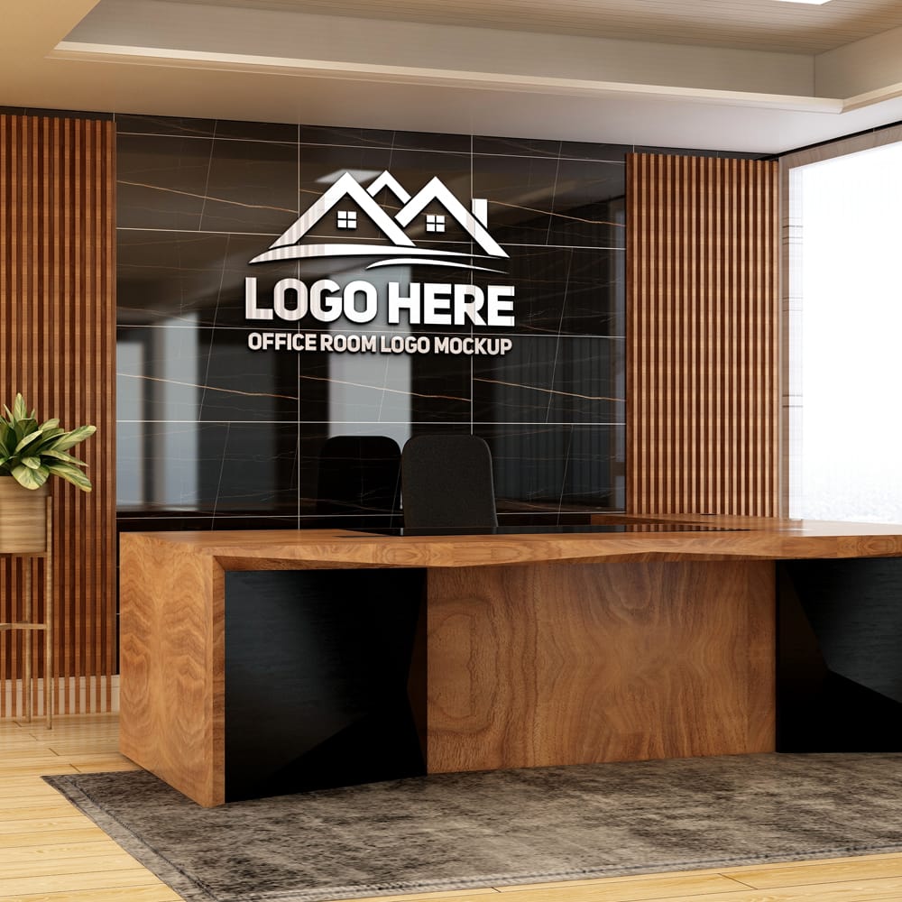 Free Office Meeting Room 3D Wall Logo Mockup PSD