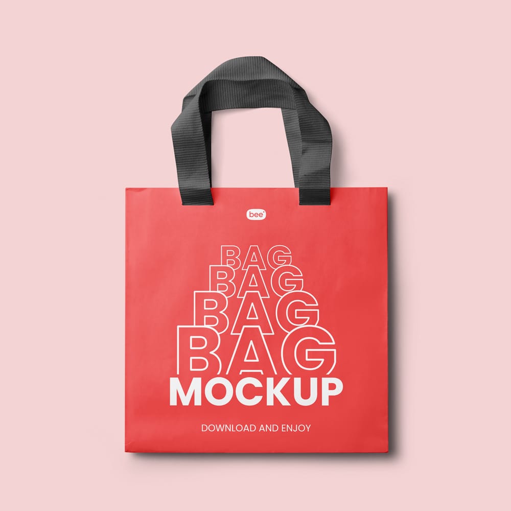 Free Paper Bag with Wide Handle Mockup PSD