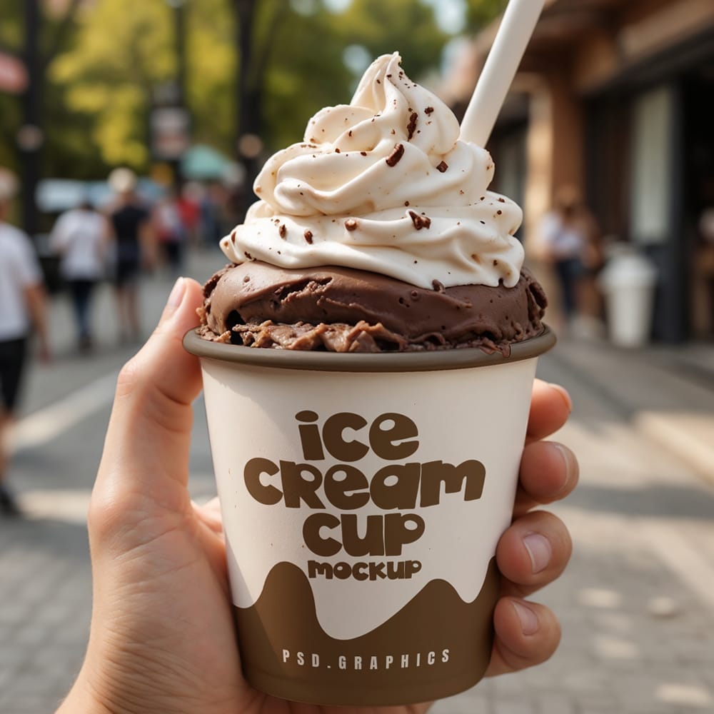 Free Paper Ice Cream Cup Mockup PSD