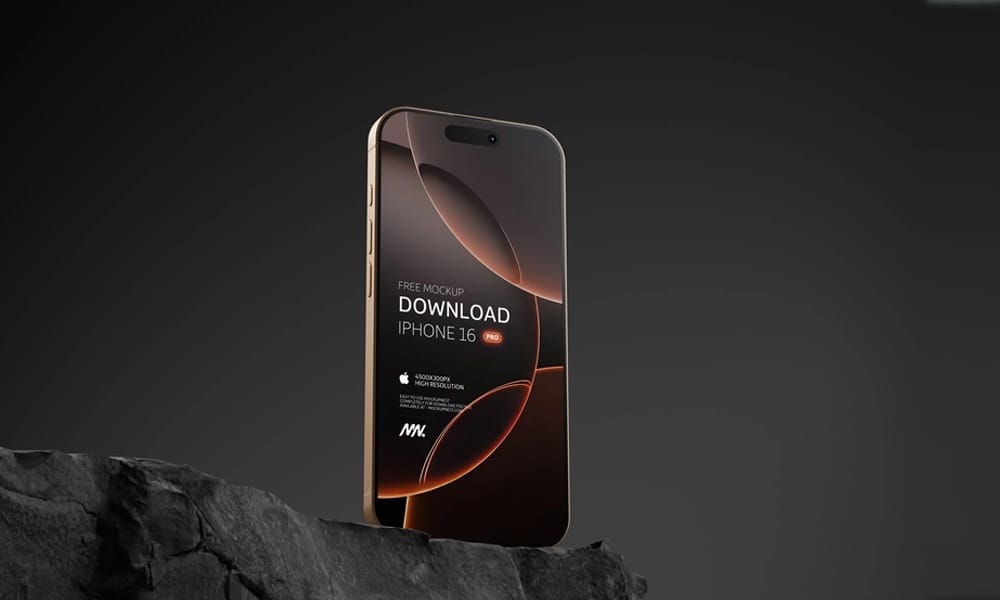 Free Photorealistic iPhone 16 Pro Mockup PSD