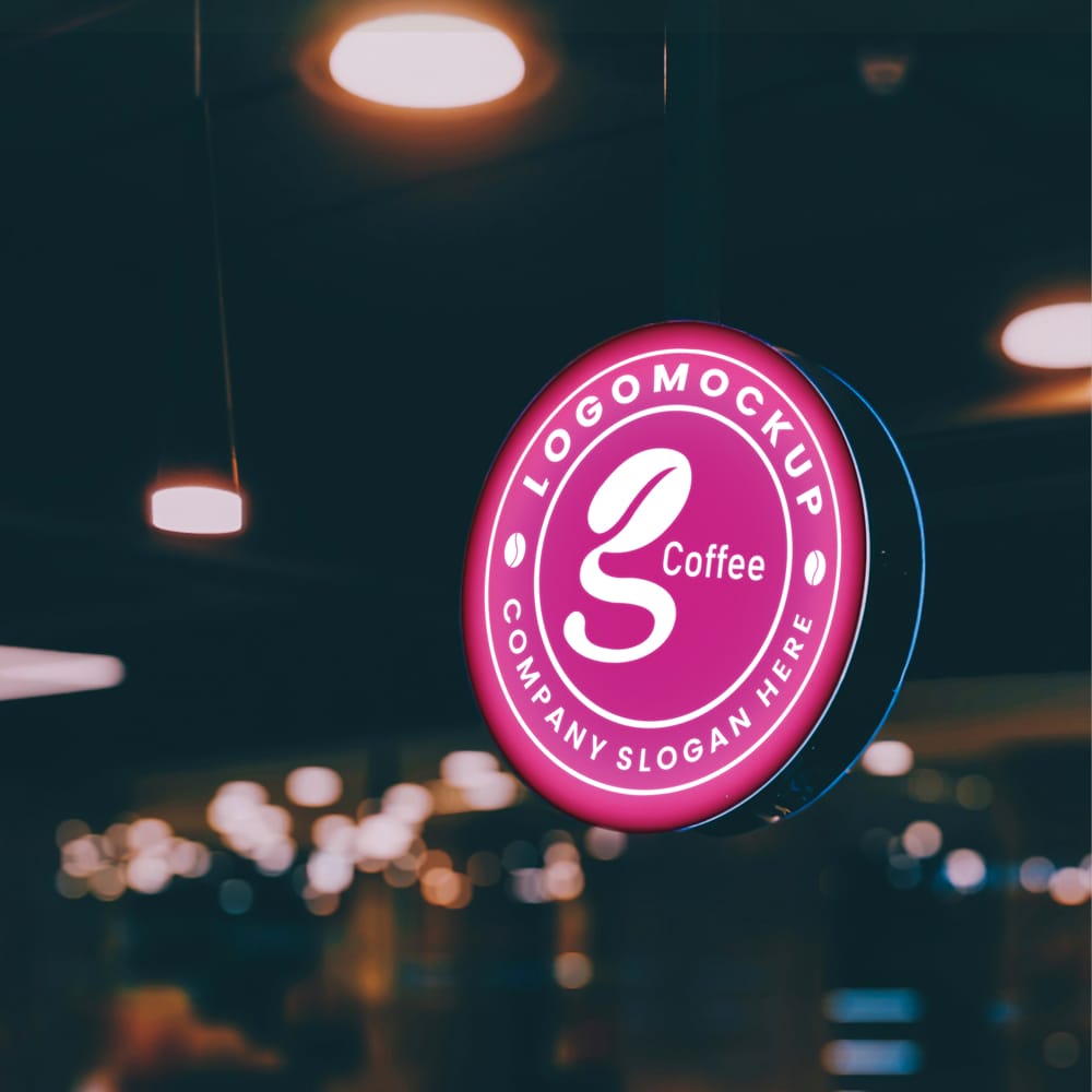 Free Pink Signage Logo Mockup PSD