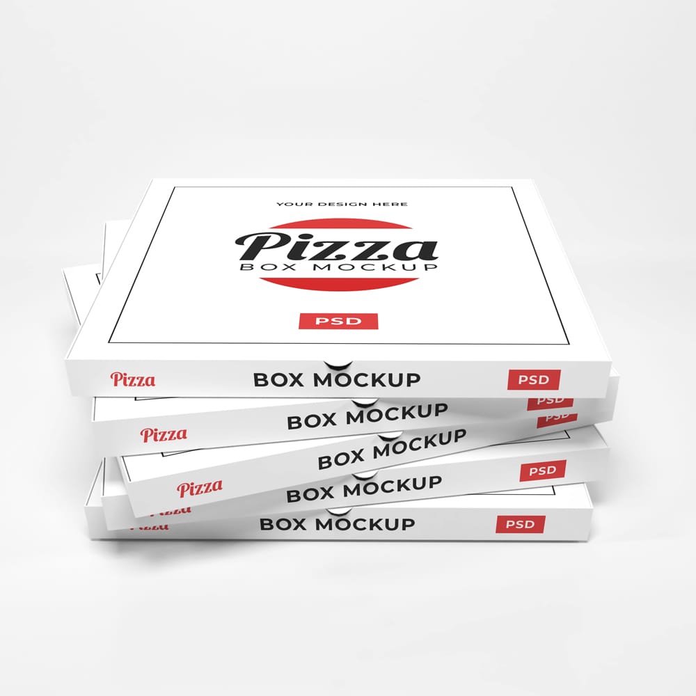 Free Pizza Box Packaging Mockup Template PSD