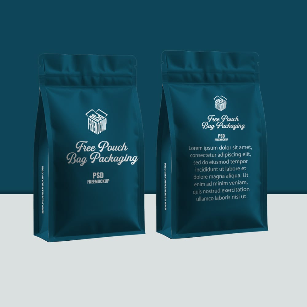 Free Pouch Bag Packaging Mockup PSD