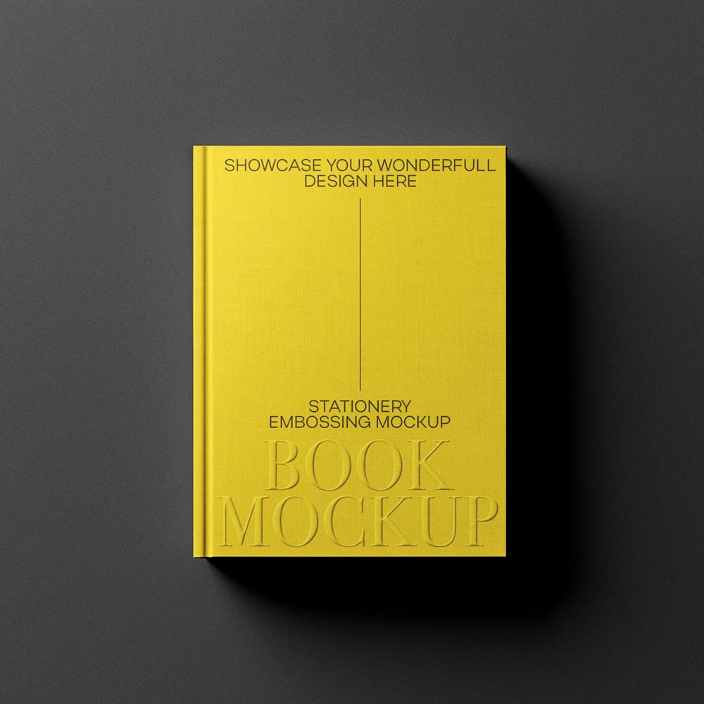 Free Premium Embossed Book Cover Mockup PSD