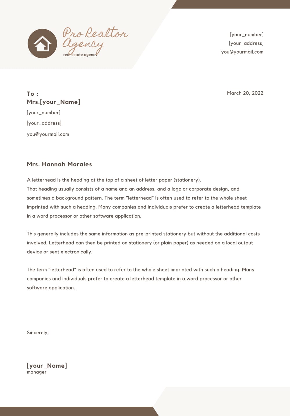 Free Real Estate Letterhead Templates