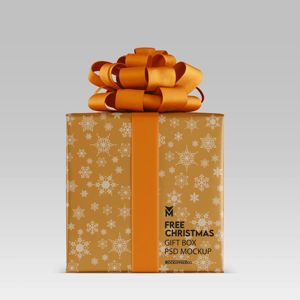 Free Realistic Christmas Gift Box Mockup PSD