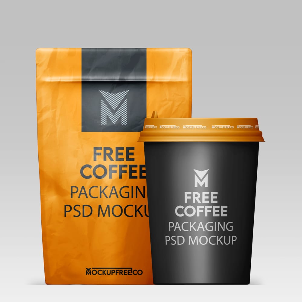 Free Realistic Coffee Packaging Mockup PSD