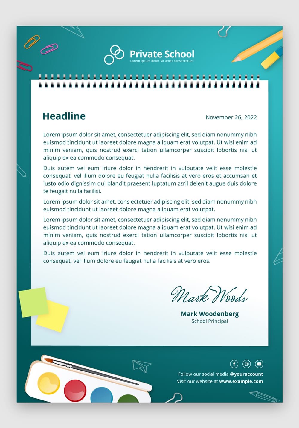 Free Realistic Private School Letterhead Template