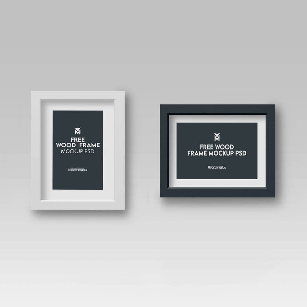 Free Realistic Wood Frame Mockup PSD