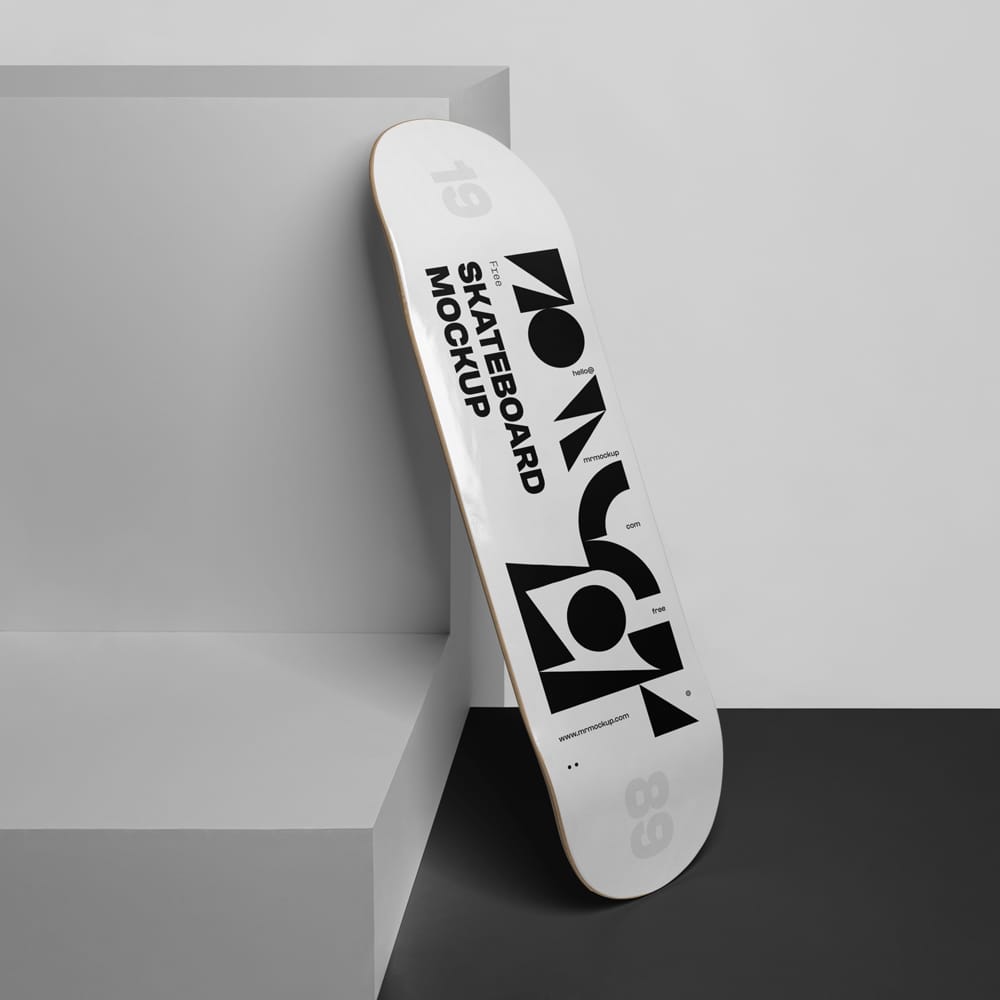 Free Skateboard on Boxes Mockup PSD