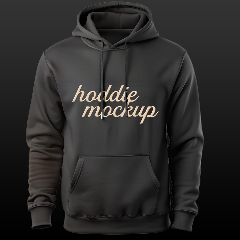 Free Sleek Black Hoodie Mockup PSD