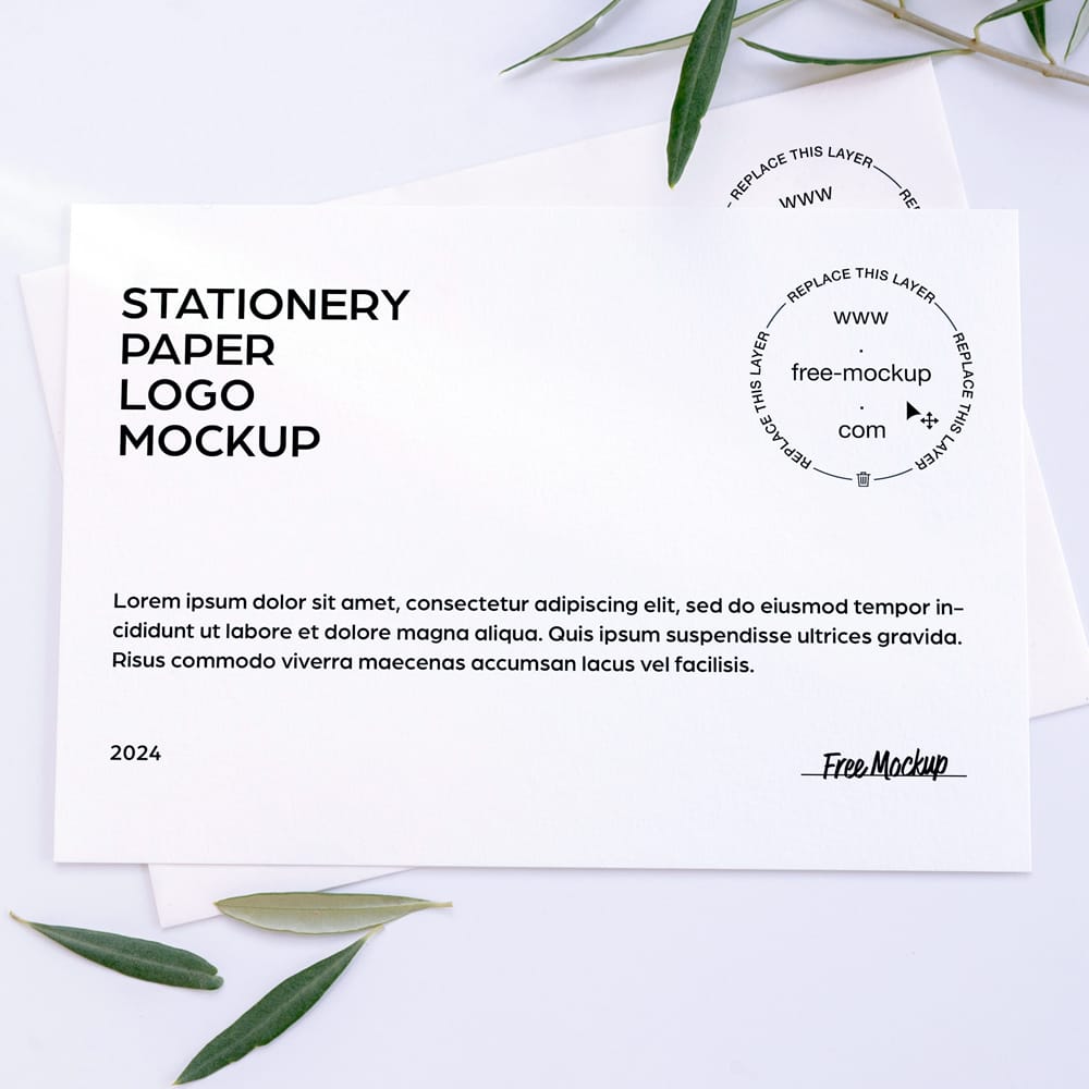 Free Stationery Paper Logo Mockup PSD