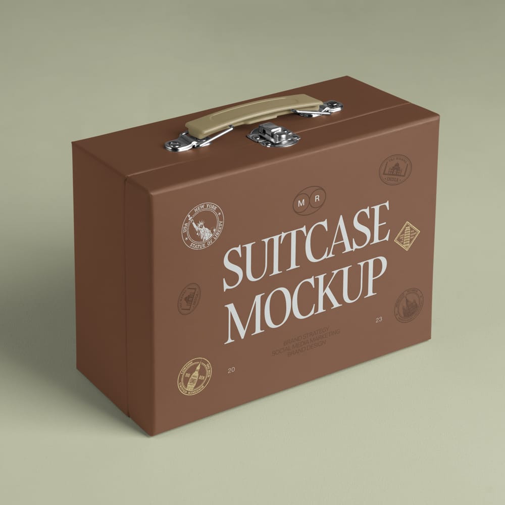 Free Suitcase Box Mockup PSD