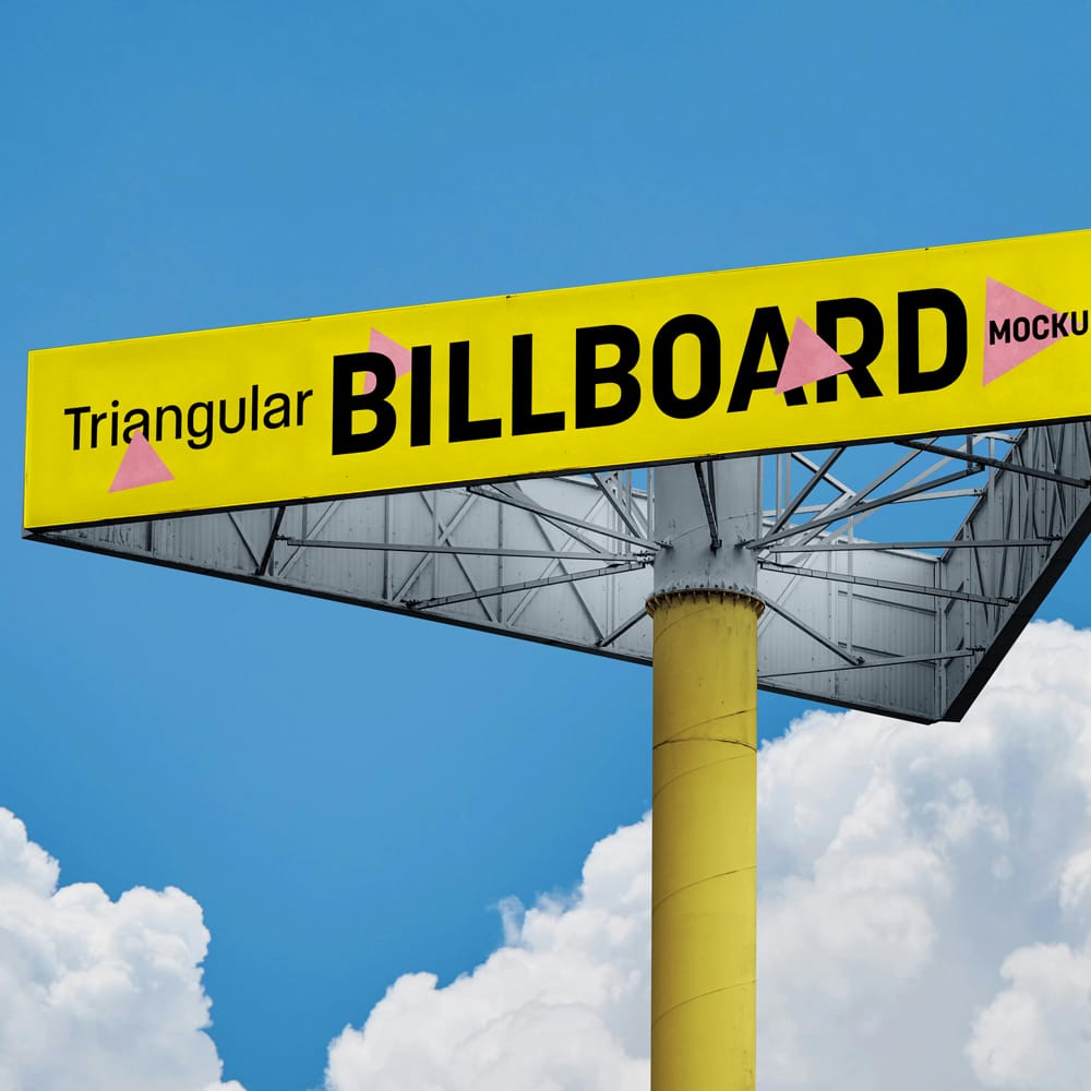 Free Triangular Billboard Mockup PSD