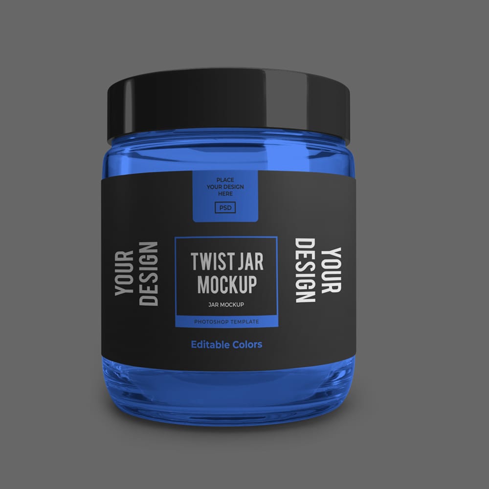 Free Twist Jar Mockup Template Set PSD