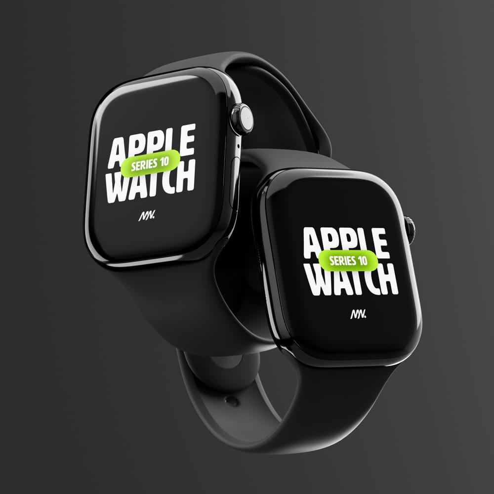 Free Two Floating Apple Watch Series 10 Mockup PSD