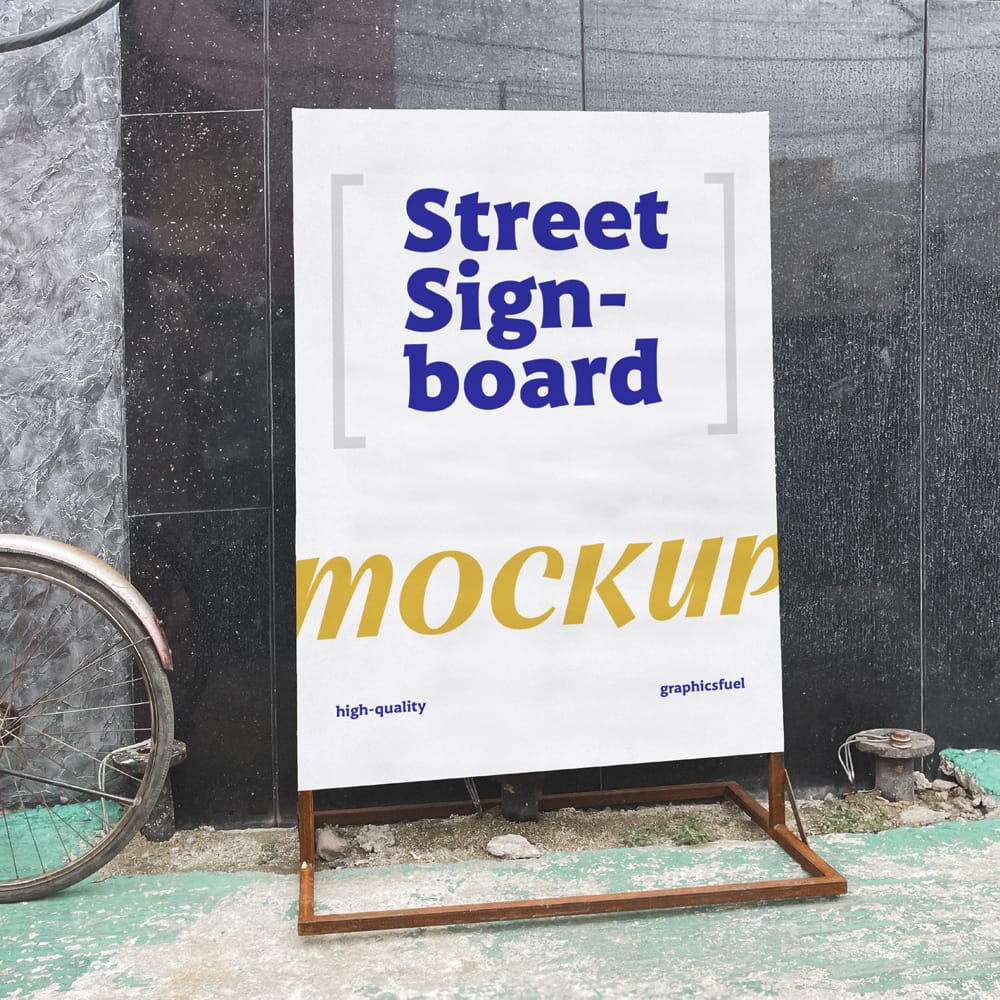 Free Urban Street Signboard Mockup PSD