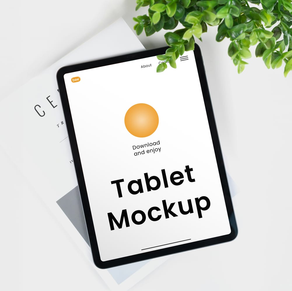 Free iPad Screen with Plant Mockup PSD