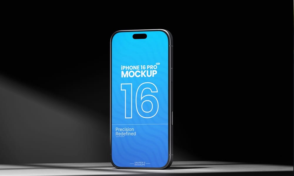 Free iPhone 16 Pro Max Mockup 4 Misty Glow PSD