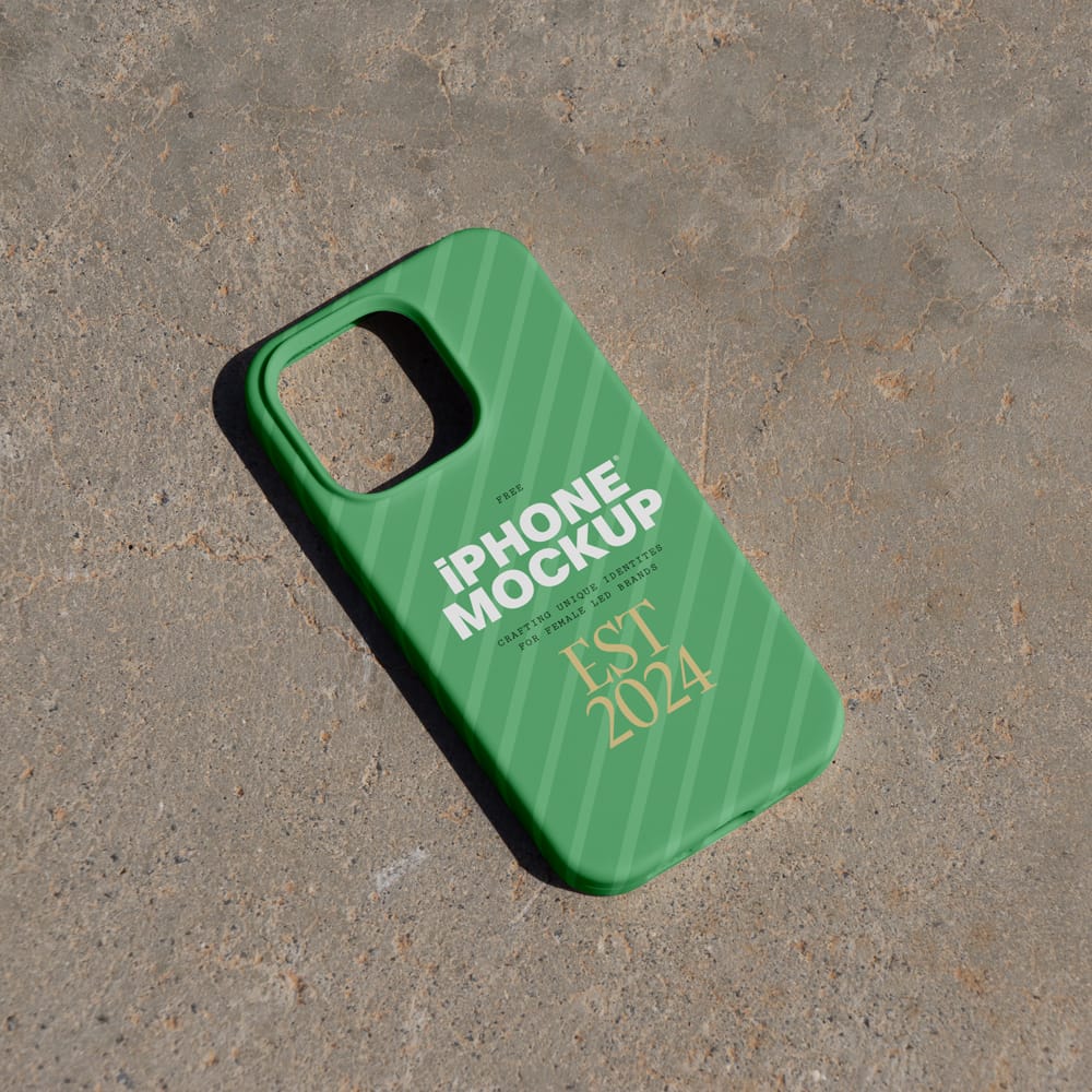 Free iPhone Case on Path Mockup PSD