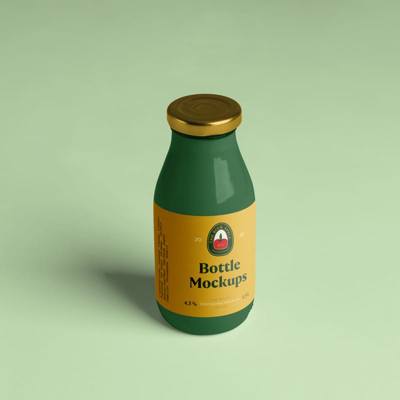 Glass Juice Bottle Mockup Template PSD