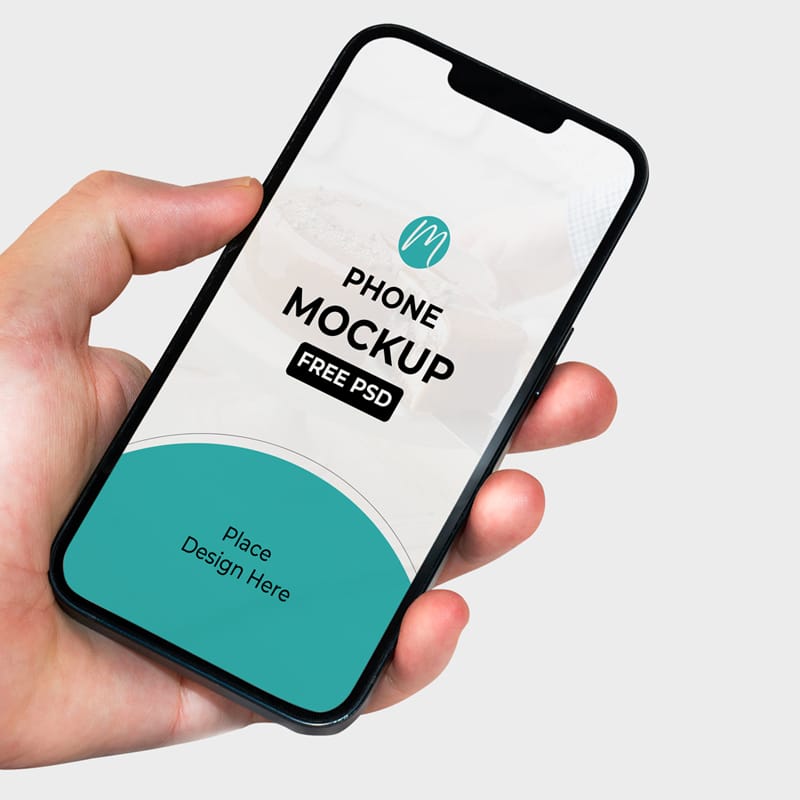 Hand Holding Mobile Mockup PSD