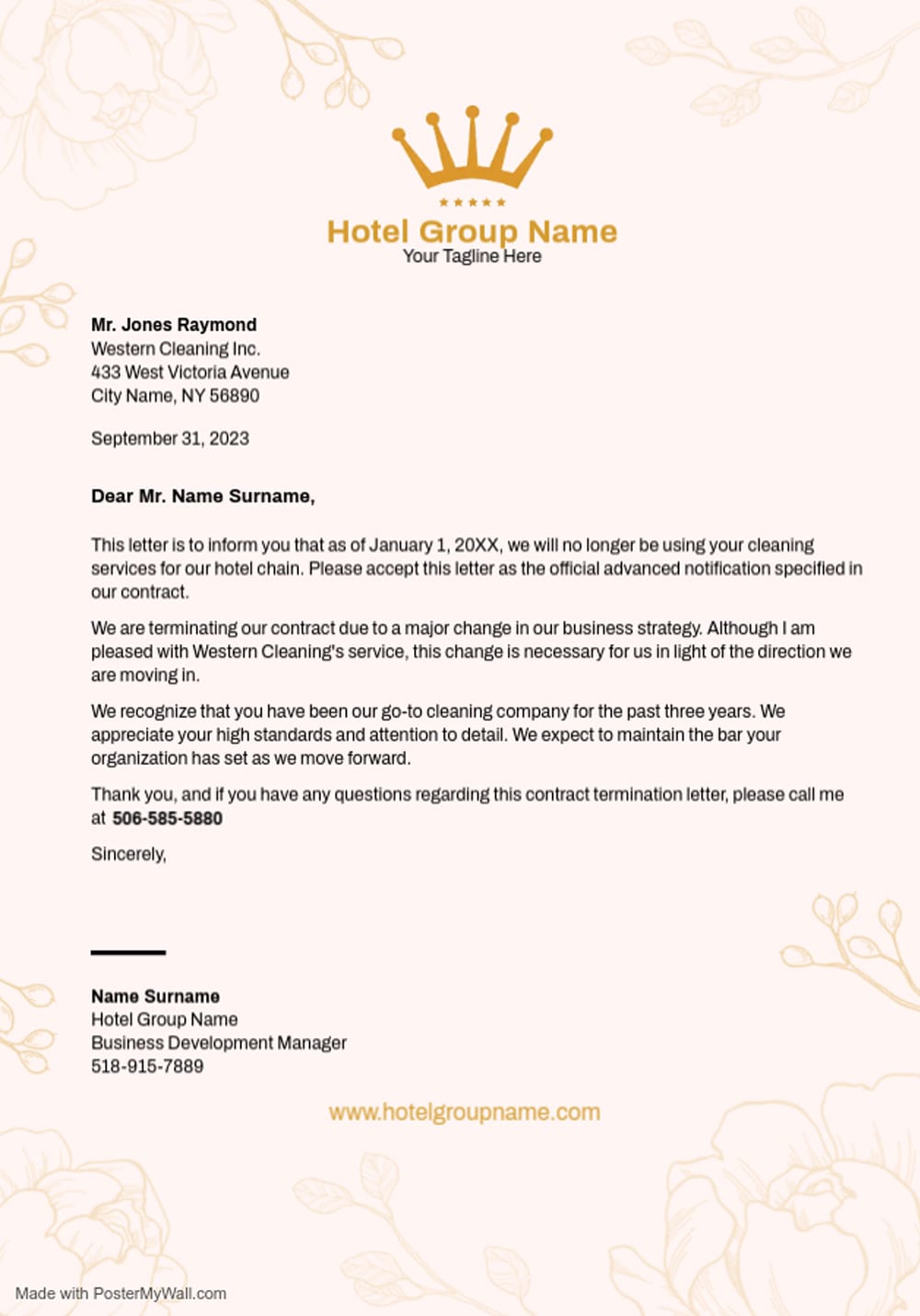 Hotel Letterhead Format Template 