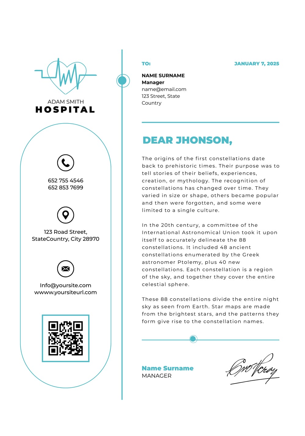 Minimalist Linear Medical Center Letterhead Template