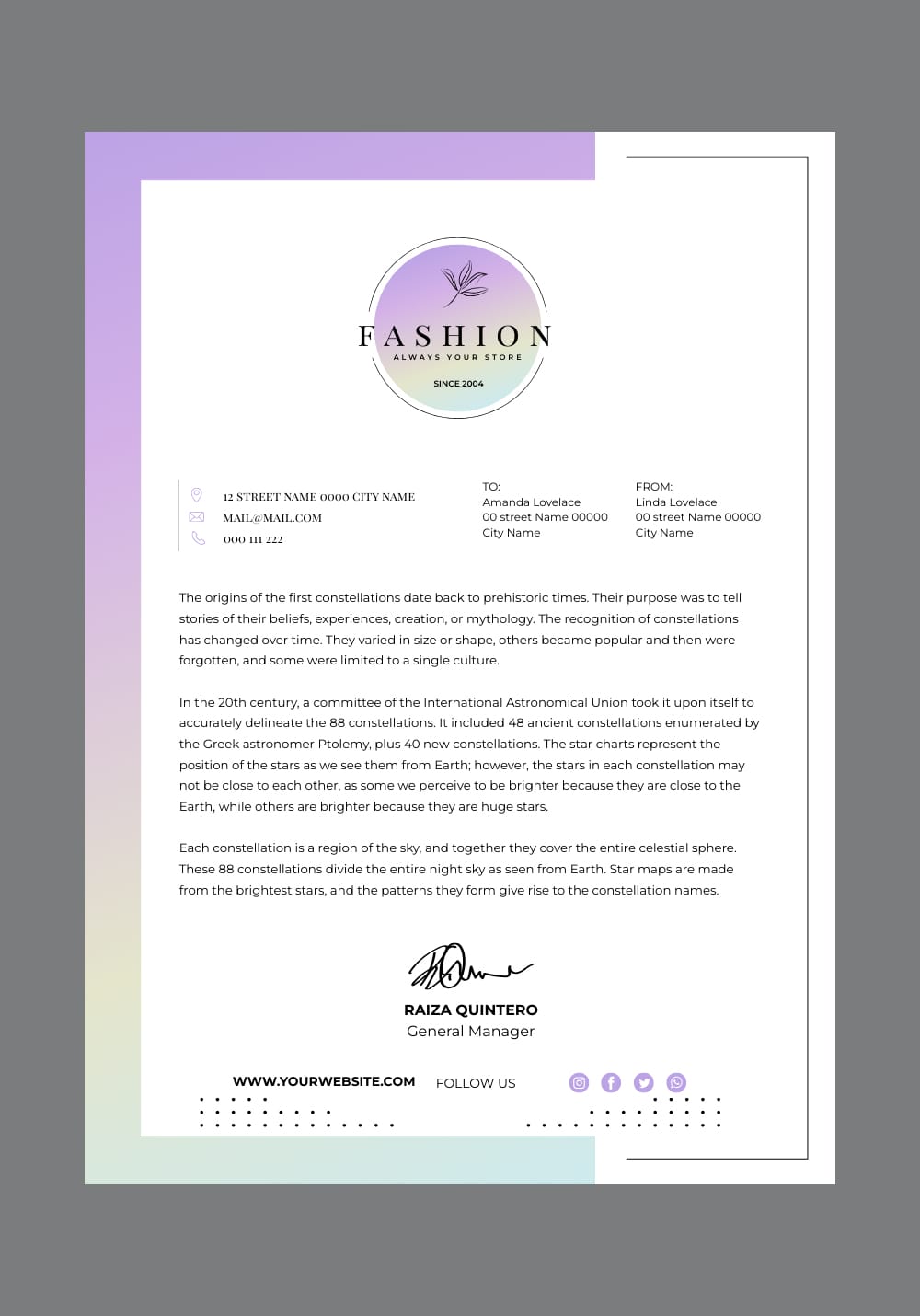 Modern Fashion Clothing Store Letterhead Template