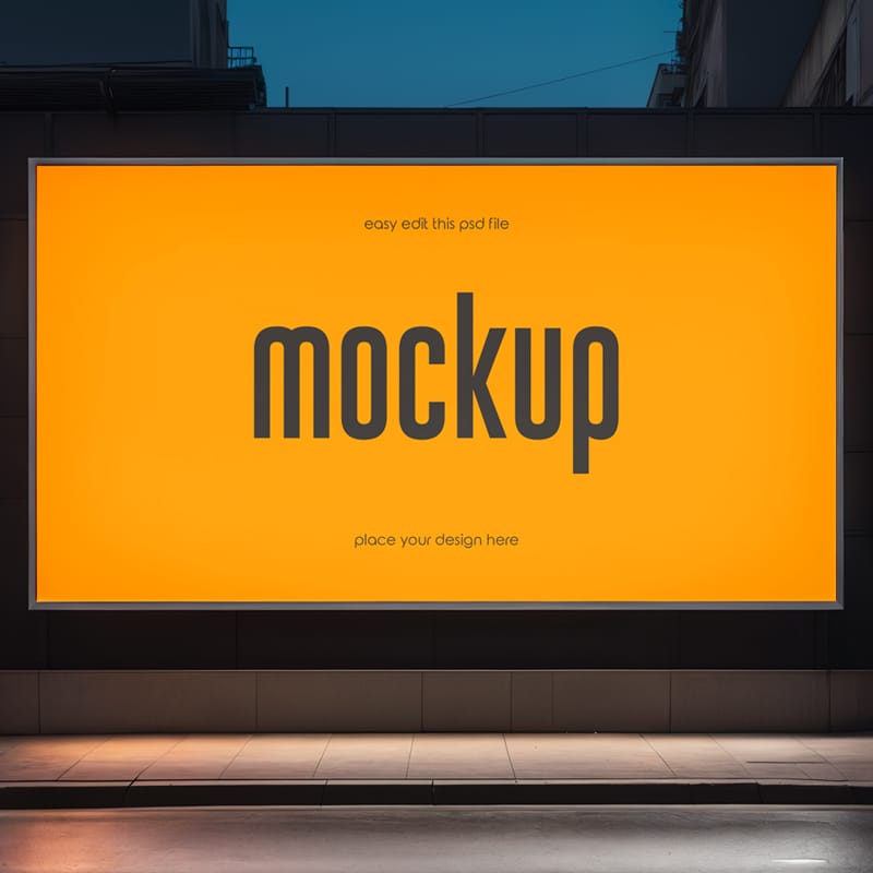 Night Scene Advertisement Billboard Mockup PSD